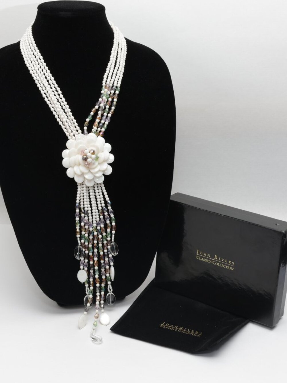 Joan Rivers Starlet Marble Ivory Flower Necklace Classic Collection New in Box